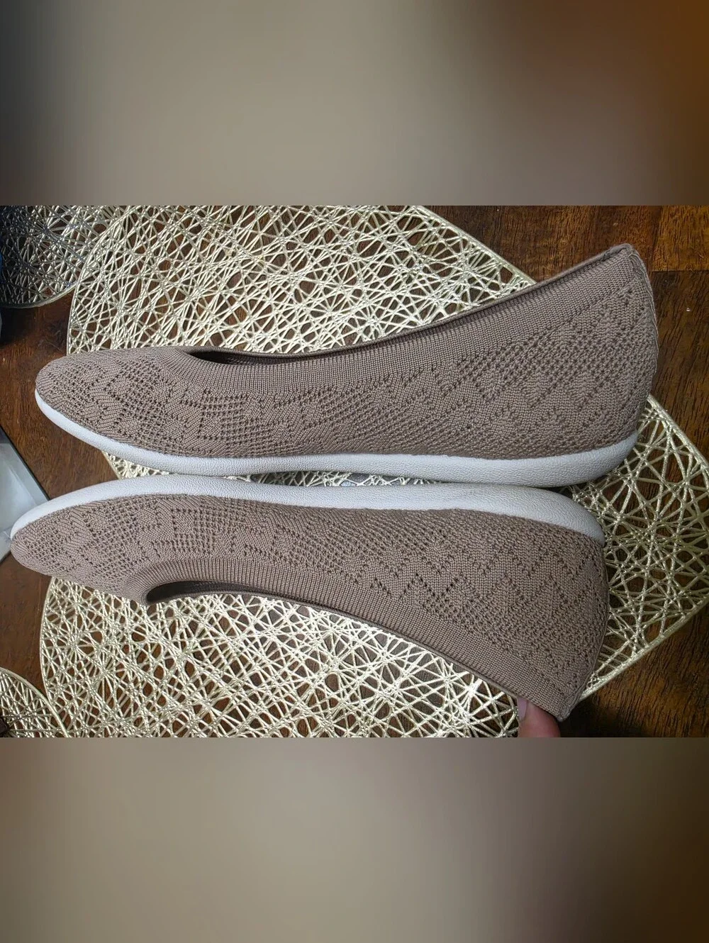 Skechers Brown Knit Memory Foam Ballet Flats - Comfortable Everyday Shoes